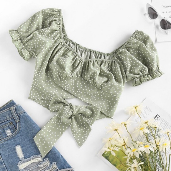 DARK green mini blouse - Picture 1 of 1